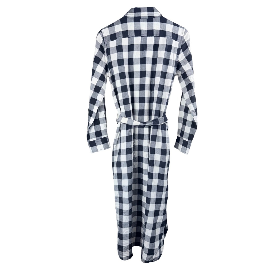 Lauren Ralph Lauren Buffalo Plaid Cotton Shirt Dress Black White 6 Preppy Midi - Picture 12 of 14